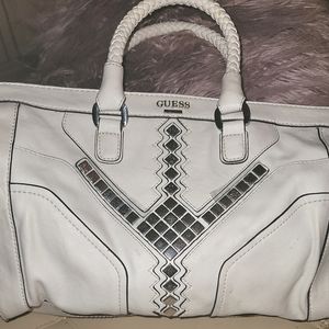 Large White leather Guess Handbag